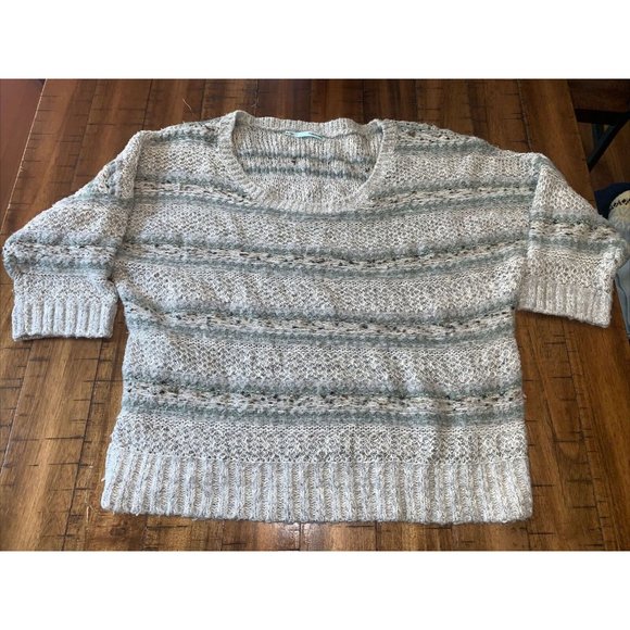 Maurices plus size 2xl striped scoop neck pullover sweater 3/4 sleeve wool blend - Picture 1 of 4